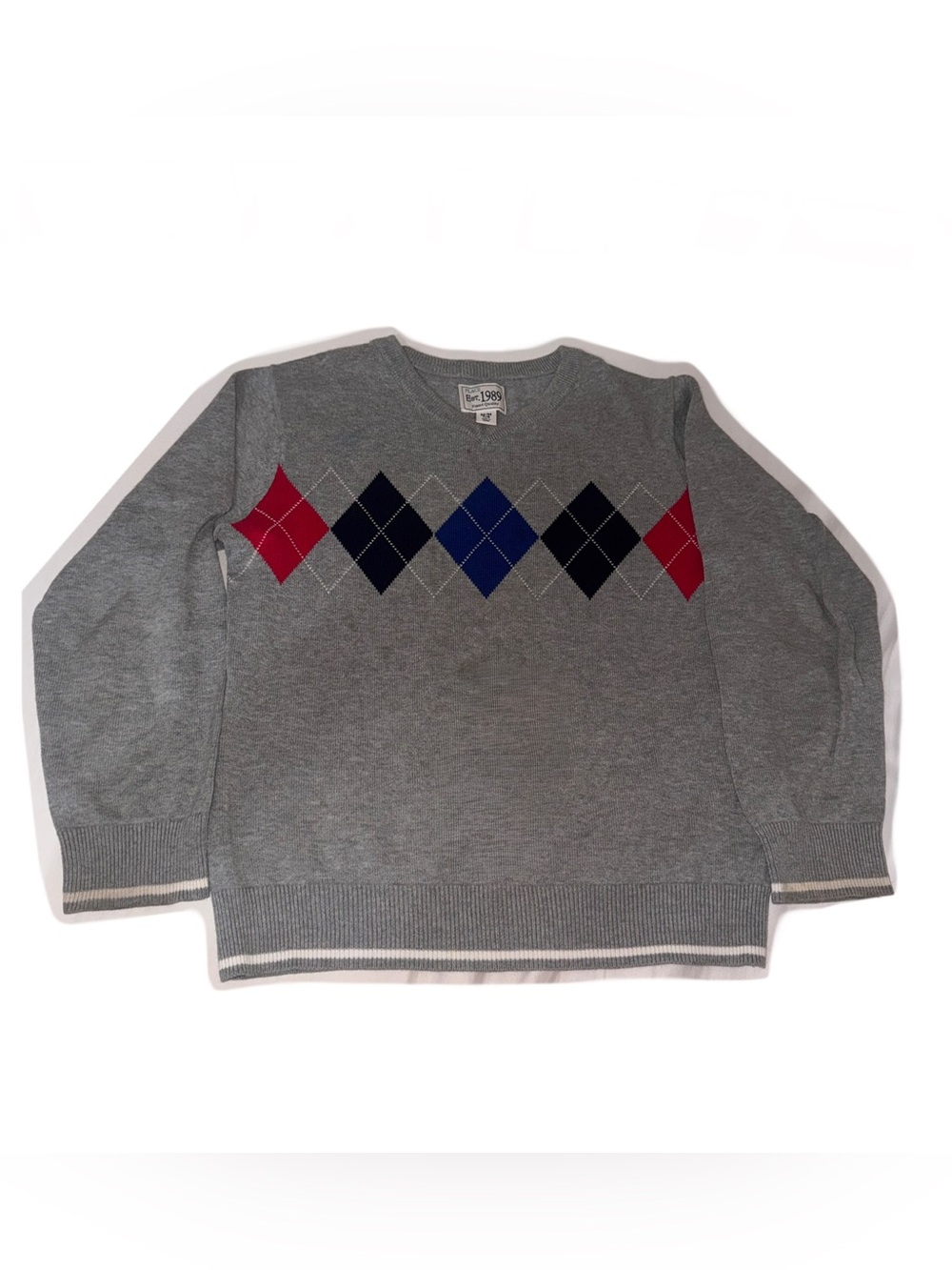 The Children’s Place Grey Argyle Crewneck Sweater